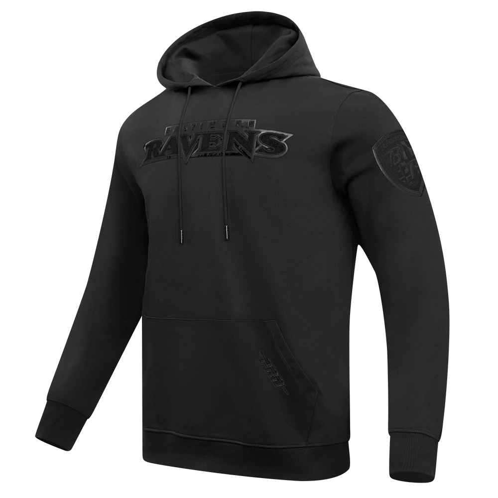 NFL BALTIMORE RAVENS TRIPLE BLACK MEN'S PULLOVER HOODIE (BLACK)