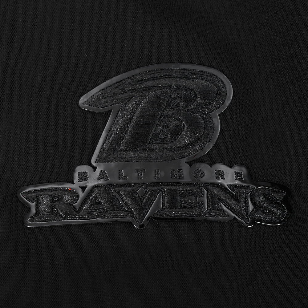 NFL BALTIMORE RAVENS TRIPLE BLACK MEN'S PULLOVER HOODIE (BLACK)