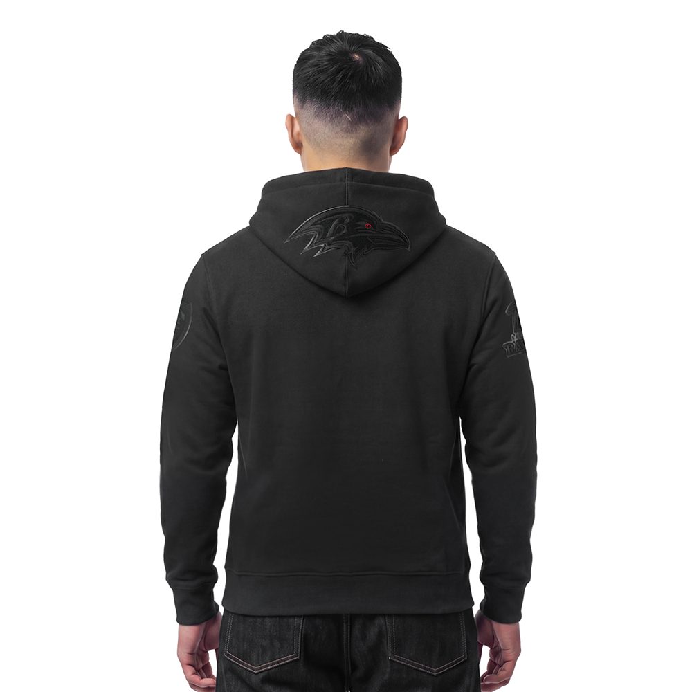 NFL BALTIMORE RAVENS TRIPLE BLACK MEN'S PULLOVER HOODIE (BLACK)