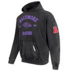 NFL BALTIMORE RAVENS FIRST TEAM MEN'S PULL OVER HOODIE (WASHED BLACK)