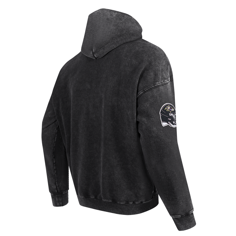 NFL BALTIMORE RAVENS FIRST TEAM MEN'S PULL OVER HOODIE (WASHED BLACK)