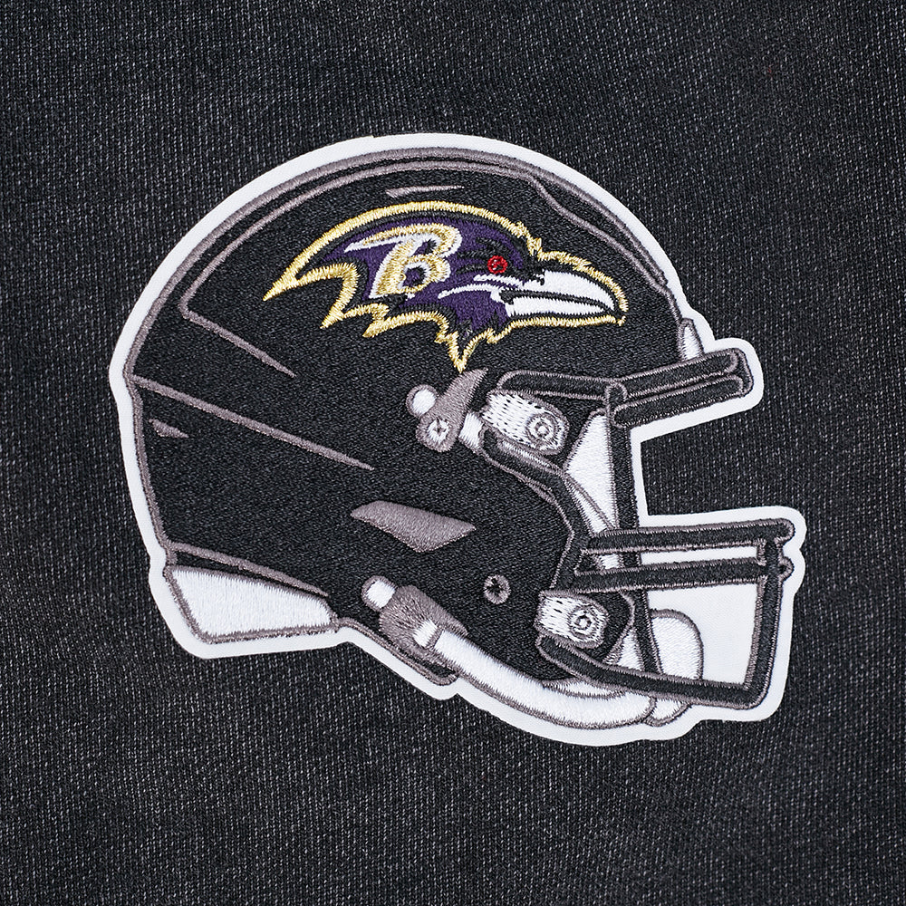 NFL BALTIMORE RAVENS FIRST TEAM MEN'S PULL OVER HOODIE (WASHED BLACK)