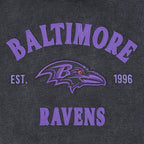 NFL BALTIMORE RAVENS FIRST TEAM MEN'S PULL OVER HOODIE (WASHED BLACK)