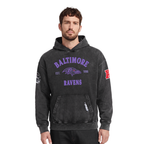 NFL BALTIMORE RAVENS FIRST TEAM MEN'S PULL OVER HOODIE (WASHED BLACK)