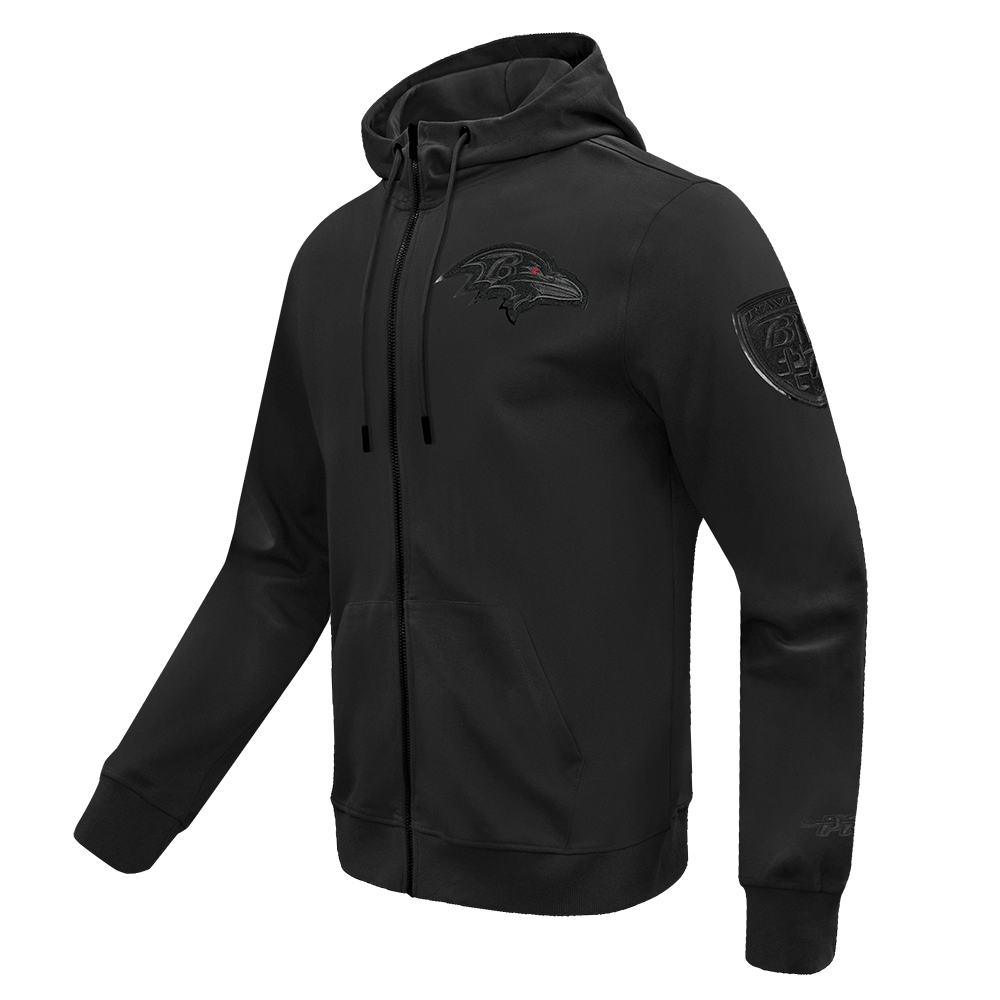 NFL BALTIMORE RAVENS TRIPLE BLACK CHANDAIL À CAPUCHON EN MAILLE DOUBLE À GLISSIÈRE POUR HOMME (TRIPLE NOIR)
