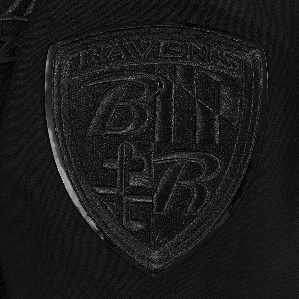 NFL BALTIMORE RAVENS TRIPLE BLACK CHANDAIL À CAPUCHON EN MAILLE DOUBLE À GLISSIÈRE POUR HOMME (TRIPLE NOIR)