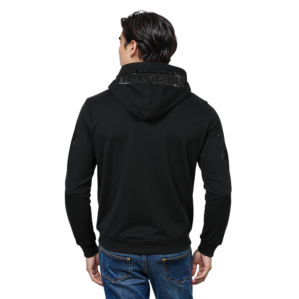NFL BALTIMORE RAVENS TRIPLE BLACK MEN'S DK FZ HOODIE (TRIPLE BLACK)