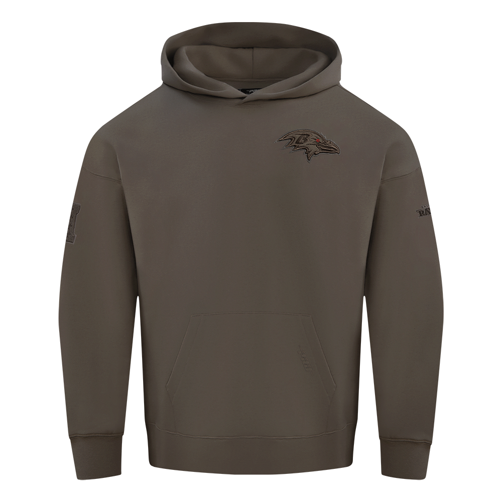 NFL BALTIMORE RAVENS NEUTRAL CHANDAIL À CAPUCHON À ÉPAULES TOMBANTES POUR HOMME (TAUPE FONCÉ)