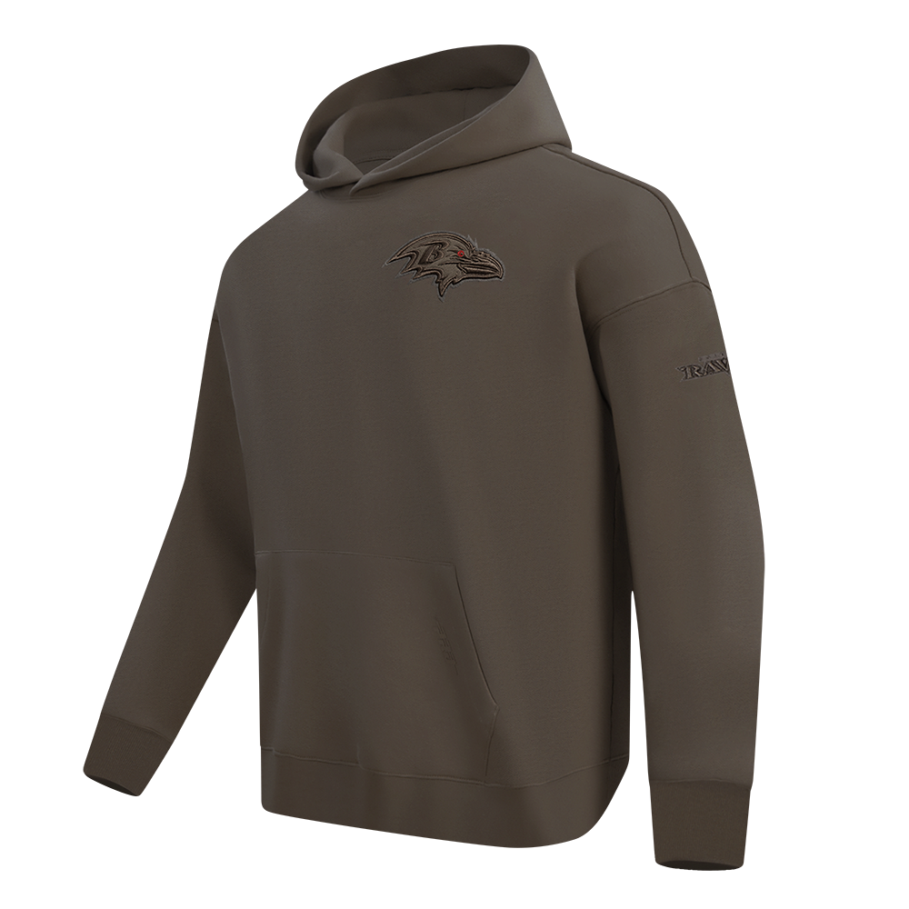 NFL BALTIMORE RAVENS NEUTRAL MEN'S DROP SHOULDER PULLOVER HOODIE (DARK TAUPE)