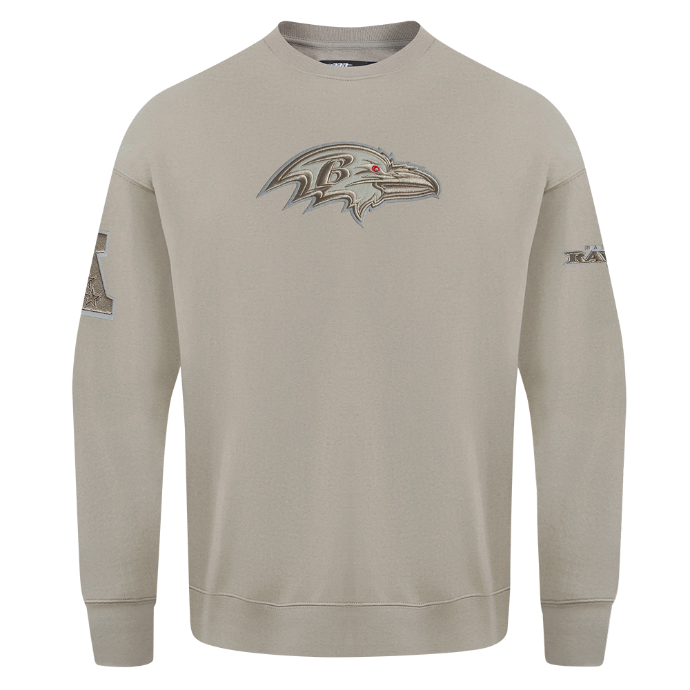 NFL BALTIMORE RAVENS NEUTRAL DROP SHOULDER CREWNECK (TAUPE)