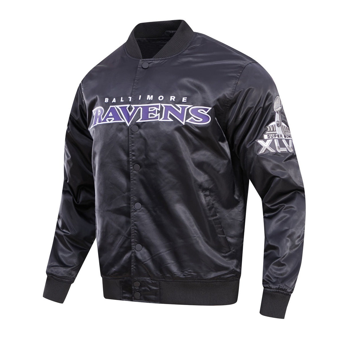 NFL BALTIMORE RAVENS BIG LOGO MEN'S SATIN JACKET (BLACK)