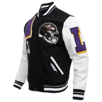 NFL BALTIMORE RAVENS MASH UP BLOUSON COLLÉGIAL EN LAINE À BORDS CÔTELÉS POUR HOMME (NOIR/BLANC)