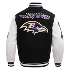 NFL BALTIMORE RAVENS MASH UP BLOUSON COLLÉGIAL EN LAINE À BORDS CÔTELÉS POUR HOMME (NOIR/BLANC)