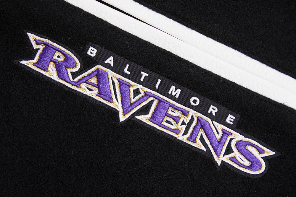 NFL BALTIMORE RAVENS MASH UP BLOUSON COLLÉGIAL EN LAINE À BORDS CÔTELÉS POUR HOMME (NOIR/BLANC)