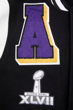 NFL BALTIMORE RAVENS MASH UP BLOUSON COLLÉGIAL EN LAINE À BORDS CÔTELÉS POUR HOMME (NOIR/BLANC)