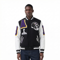NFL BALTIMORE RAVENS MASH UP BLOUSON COLLÉGIAL EN LAINE À BORDS CÔTELÉS POUR HOMME (NOIR/BLANC)