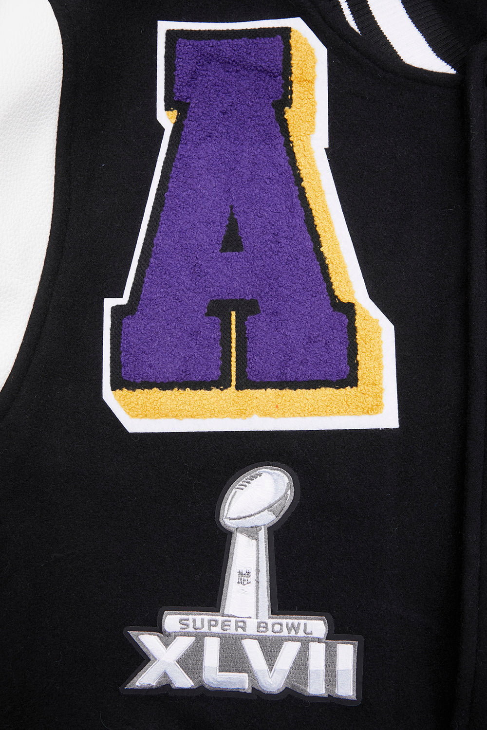 NFL BALTIMORE RAVENS MASH UP BLOUSON COLLÉGIAL EN LAINE À BORDS CÔTELÉS POUR HOMME (NOIR/BLANC)