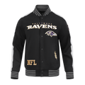 NFL BALTIMORE RAVENS PRO GAME DAY MEN'S DBL KNIT JACKET (BLACK/SILVER/WHITE)