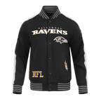 NFL BALTIMORE RAVENS PRO GAME DAY MEN'S DBL KNIT JACKET (BLACK/SILVER/WHITE)