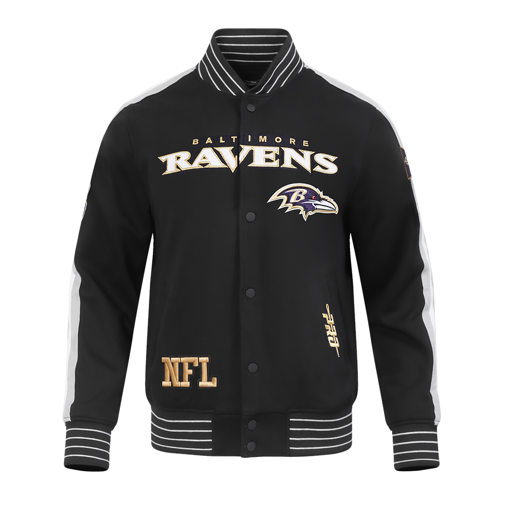 NFL BALTIMORE RAVENS PRO GAME DAY MEN'S DBL KNIT JACKET (BLACK/SILVER/WHITE)