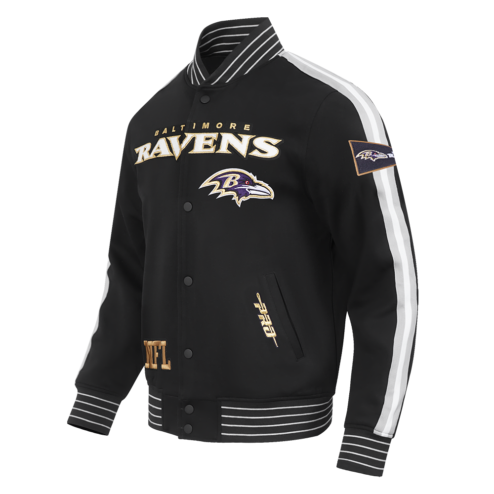 NFL BALTIMORE RAVENS PRO GAME DAY MEN'S DBL KNIT JACKET (BLACK/SILVER/WHITE)