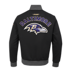 NFL BALTIMORE RAVENS PRO GAME DAY MEN'S DBL KNIT JACKET (BLACK/SILVER/WHITE)