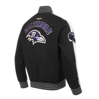 NFL BALTIMORE RAVENS PRO GAME DAY MEN'S DBL KNIT JACKET (BLACK/SILVER/WHITE)