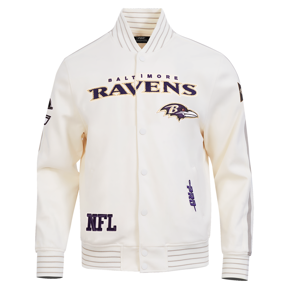 NFL BALTIMORE RAVENS BLOUSON PRO GAME DAY EN MAILLE DOUBLE POUR HOMME (COQUILLE D'ŒUF/TAUPE/COQUILLE D'ŒUF)