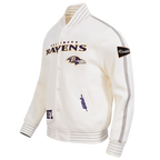 NFL BALTIMORE RAVENS PRO GAME DAY MEN'S DBL KNIT JACKET (EGGSHELL/TAUPE/EGGSHELL)