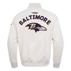 NFL BALTIMORE RAVENS PRO GAME DAY MEN'S DBL KNIT JACKET (EGGSHELL/TAUPE/EGGSHELL)