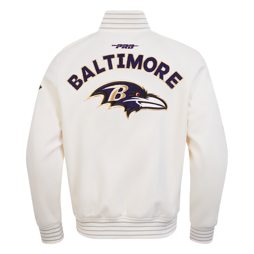 NFL BALTIMORE RAVENS PRO GAME DAY MEN'S DBL KNIT JACKET (EGGSHELL/TAUPE/EGGSHELL)