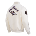 NFL BALTIMORE RAVENS PRO GAME DAY MEN'S DBL KNIT JACKET (EGGSHELL/TAUPE/EGGSHELL)