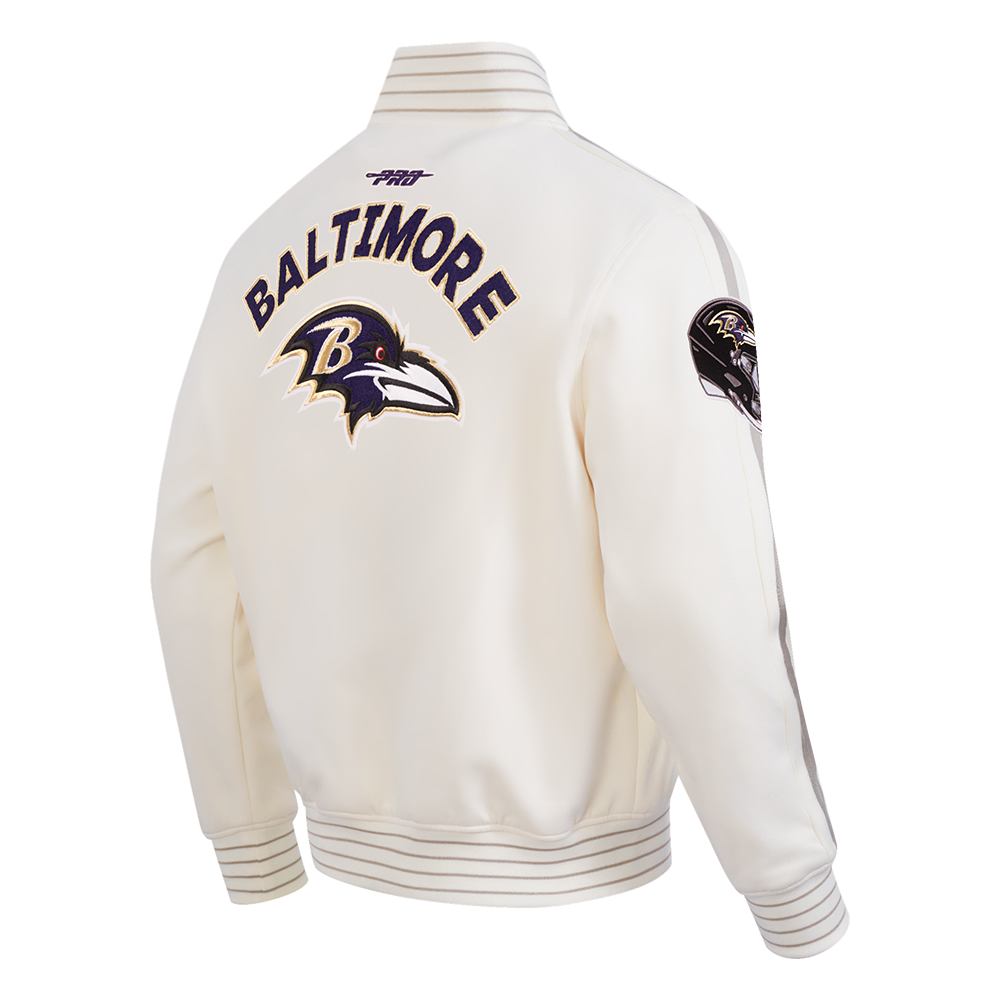 NFL BALTIMORE RAVENS PRO GAME DAY MEN'S DBL KNIT JACKET (EGGSHELL/TAUPE/EGGSHELL)