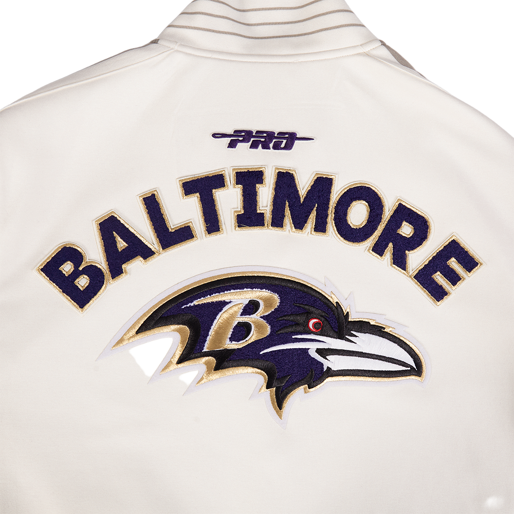 NFL BALTIMORE RAVENS PRO GAME DAY MEN'S DBL KNIT JACKET (EGGSHELL/TAUPE/EGGSHELL)