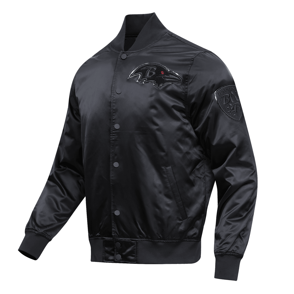 NFL BALTIMORE RAVENS TRIPLE BLACK MEN'S SATIN JACKET (TRIPLE BLACK)