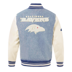 NFL BALTIMORE RAVENS VARSITY BLUES MEN'S DENIM VARSITY JACKET (DENIM/LINEN)