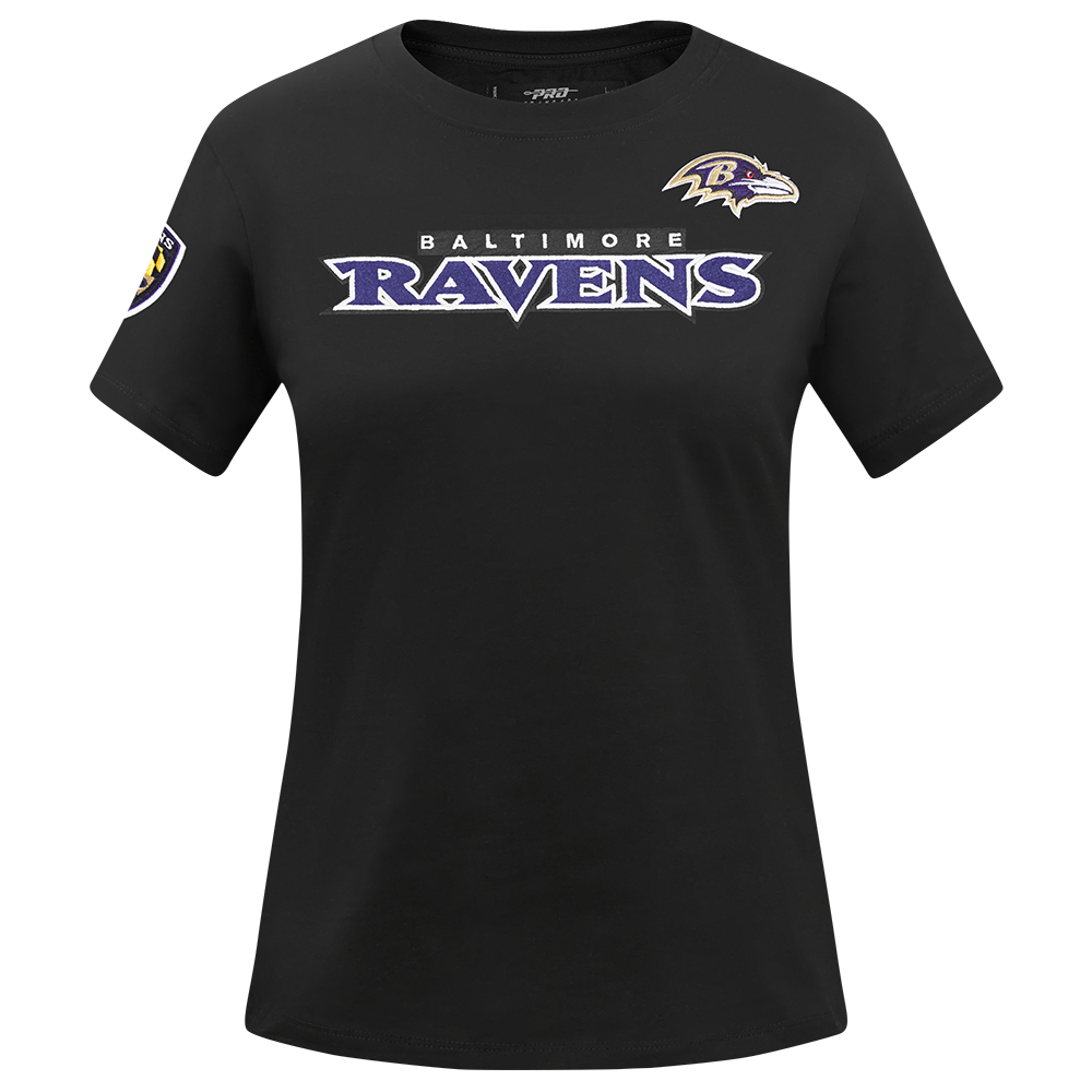 NFL BALTIMORE RAVENS CLASSIC SHORT SLEEVE WOMEN'S SLIM FIT TEE (BLACK)