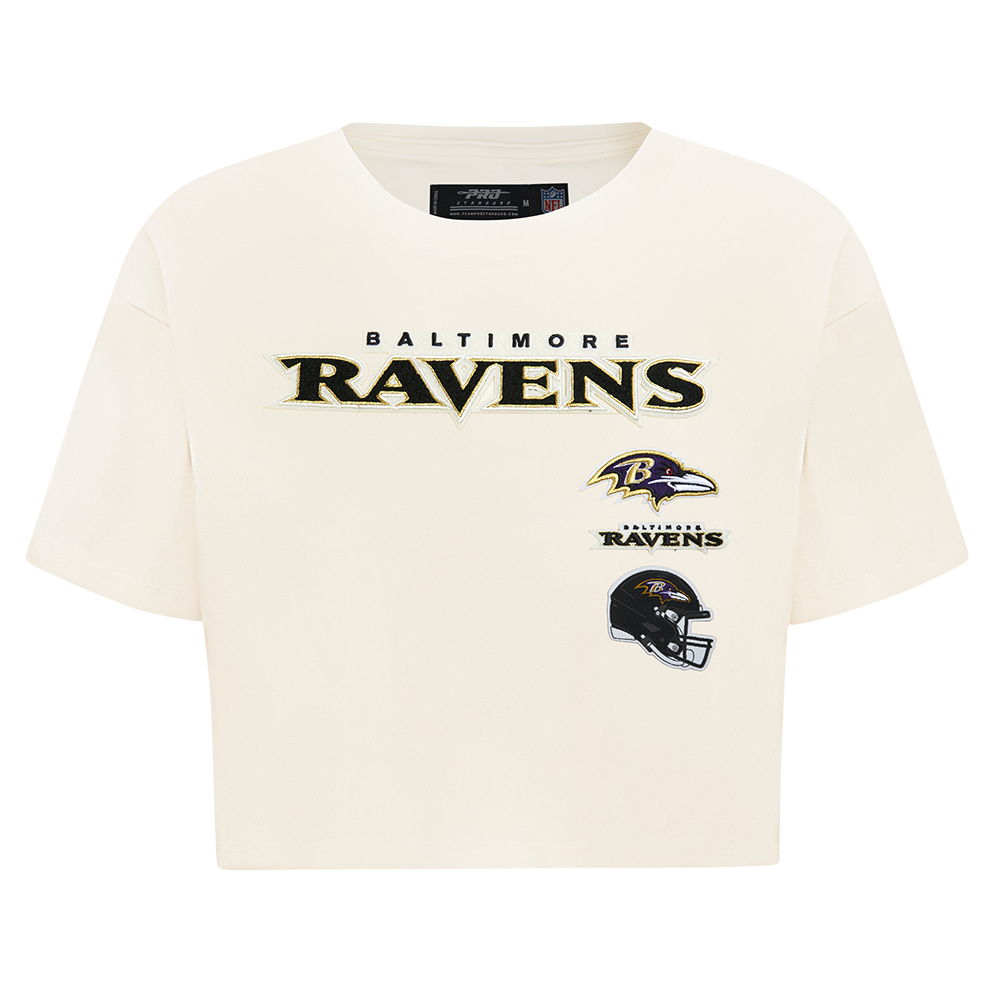 NFL BALTIMORE RAVENS RETRO CLASSIC WOMEN'S BOXY TEE (EGGSHELL)