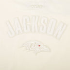 NFL BALTIMORE RAVENS LAMAR JACKSON #8 NEUTRAL T-SHIRT EN JERSEY SIMPLE À COUPE CARRÉE POUR FEMME (COQUILLE D'ŒUF)