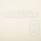 NFL BALTIMORE RAVENS LAMAR JACKSON #8 NEUTRAL T-SHIRT EN JERSEY SIMPLE À COUPE CARRÉE POUR FEMME (COQUILLE D'ŒUF)