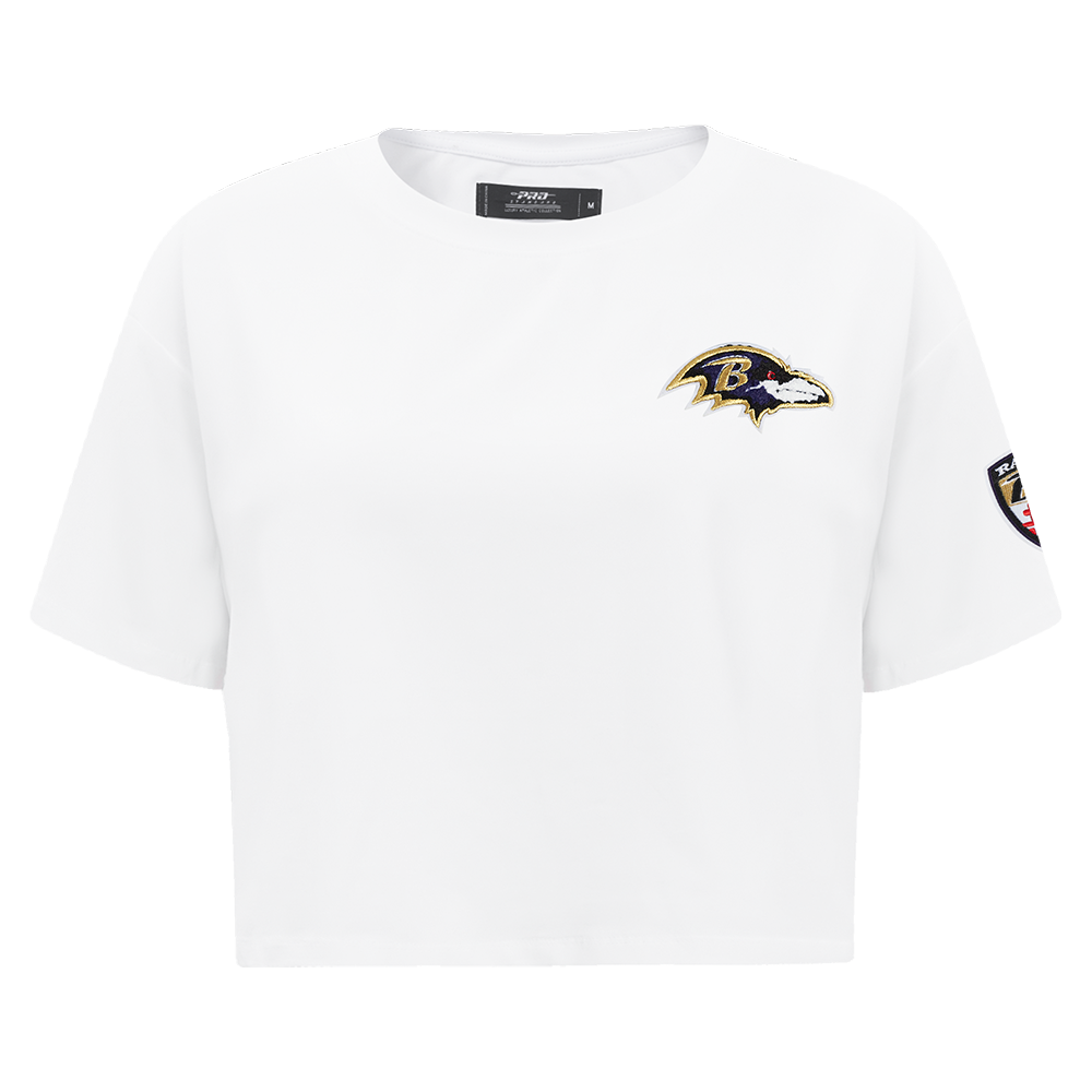 NFL BALTIMORE RAVENS CLASSIC WOMEN'S SINGLE JERSEY BOXY TEE (WHITE)