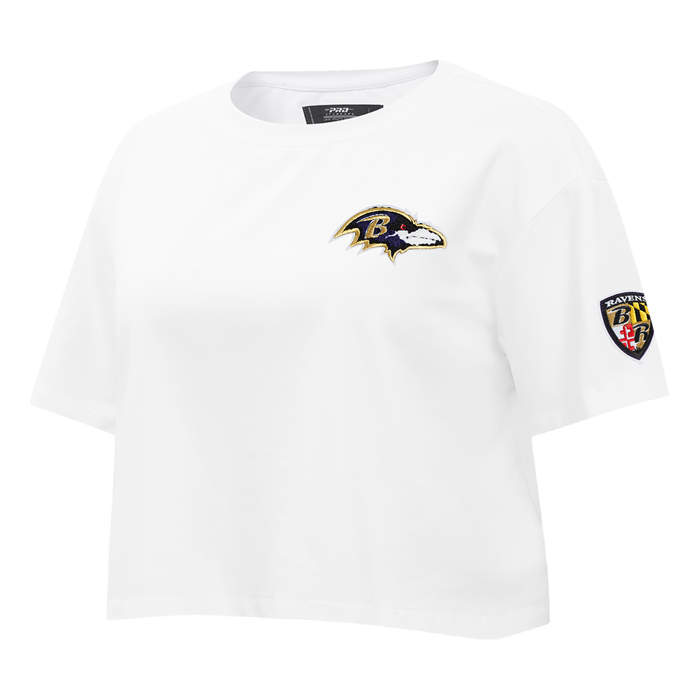 NFL BALTIMORE RAVENS CLASSIC WOMEN'S SINGLE JERSEY BOXY TEE (WHITE)