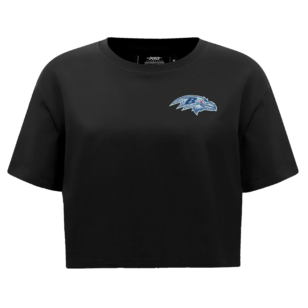 NFL BALTIMORE RAVENS VARSITY BLUES T-SHIRT À COUPE CARRÉE POUR FEMME (NOIR)