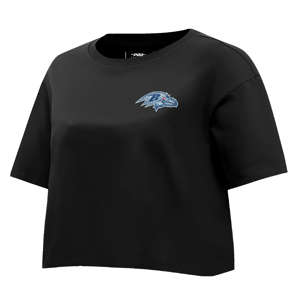 NFL BALTIMORE RAVENS VARSITY BLUES T-SHIRT À COUPE CARRÉE POUR FEMME (NOIR)