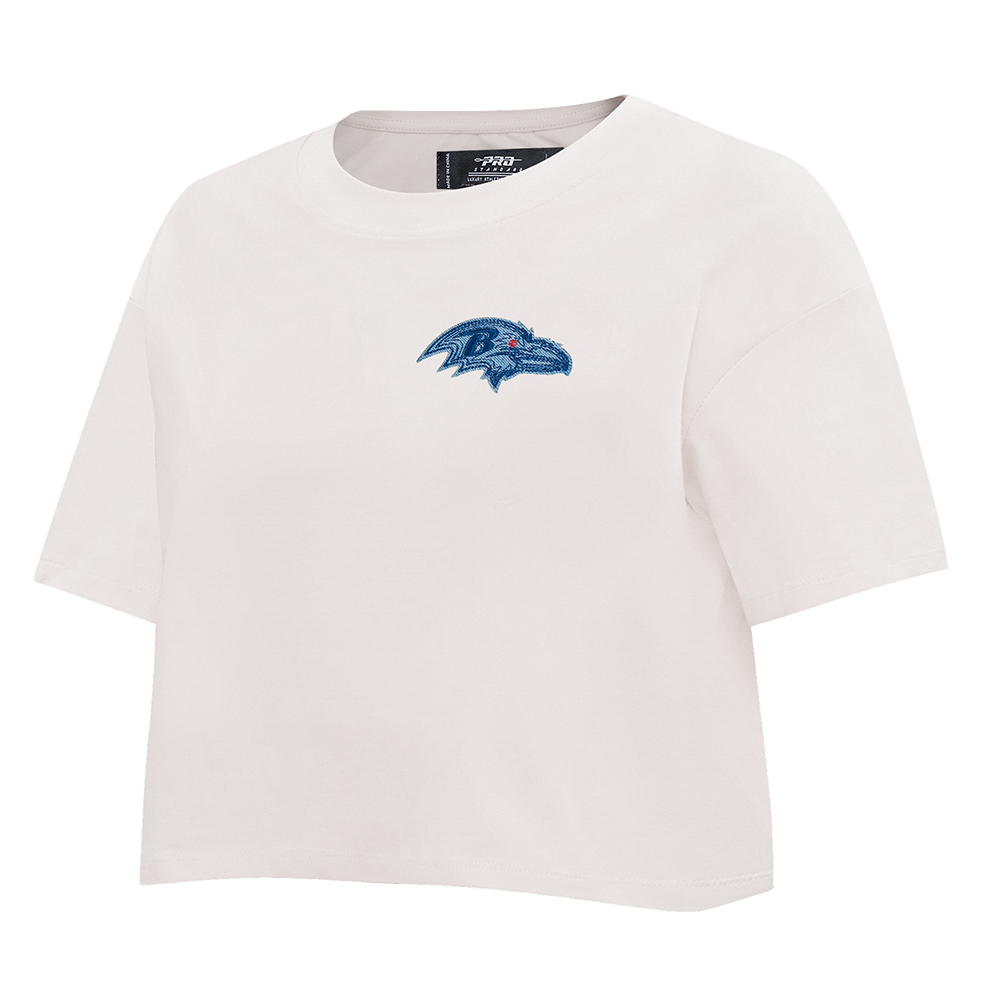 NFL BALTIMORE RAVENS VARSITY BLUES T-SHIRT À COUPE CARRÉE POUR FEMME (LIN)