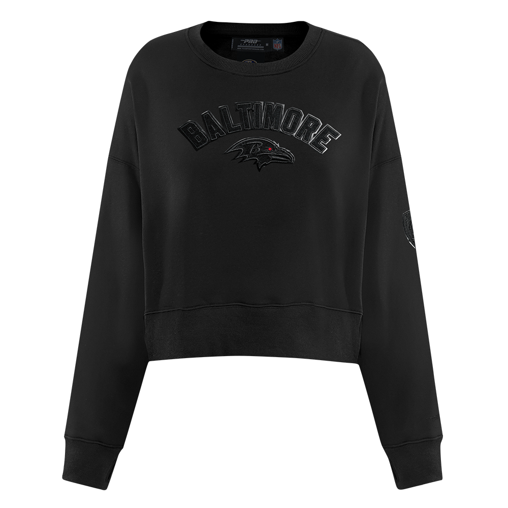 NFL BALTIMORE RAVENS TRIPLE BLACK WOMEN'S FLC CREWNECK (TRIPLE BLACK WOMEN'S)