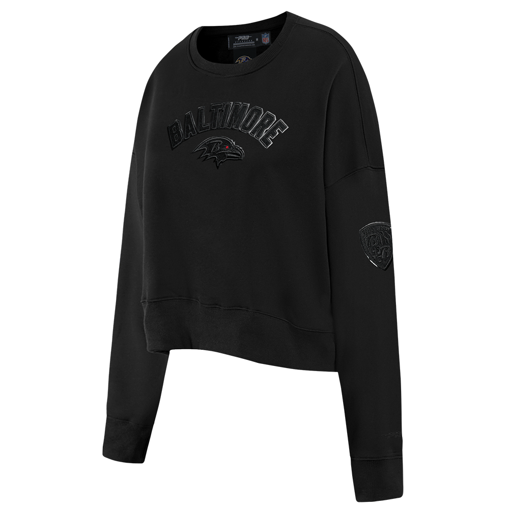 NFL BALTIMORE RAVENS TRIPLE BLACK WOMEN'S FLC CREWNECK (TRIPLE BLACK WOMEN'S)