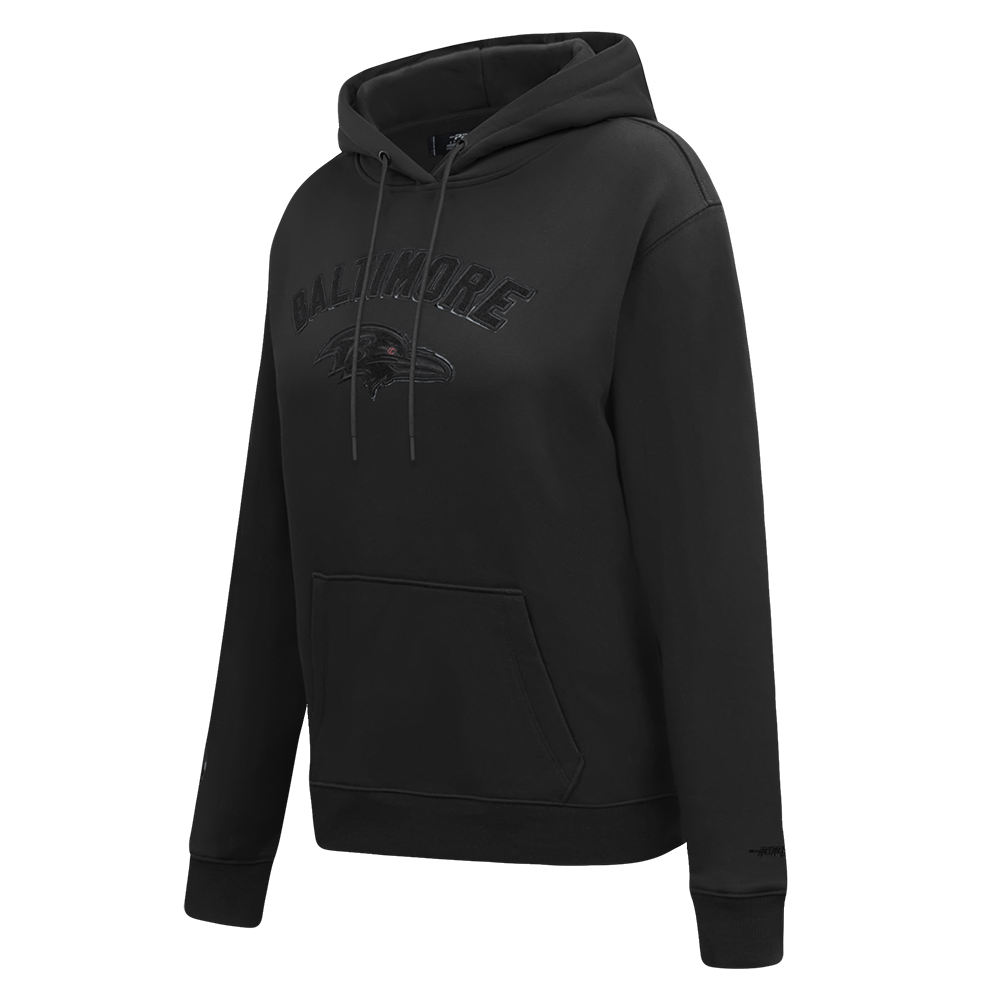 NFL BALTIMORE RAVENS TRIPLE BLACK WOMEN'S FLEECE PULLOVER HOODIE (TRIPLE BLACK WOMEN'S)