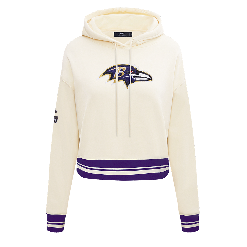 NFL BALTIMORE RAVENS RETRO CLASSIC CHANDAIL À CAPUCHON COURT POUR FEMME (COQUILLE D'ŒUF/VIOLET)