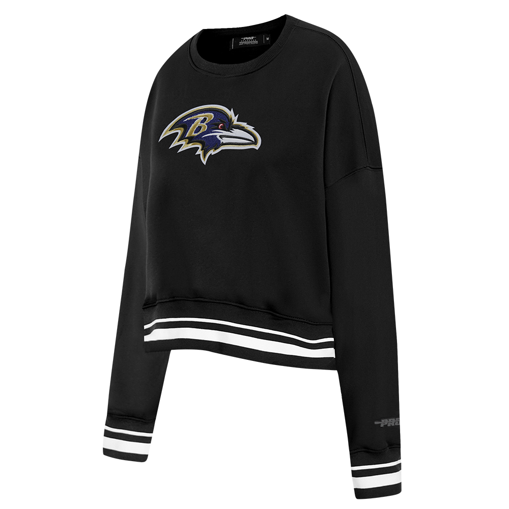 NFL BALTIMORE RAVENS MASHUP WOMEN'S RIB CREWNECK (BLACK)